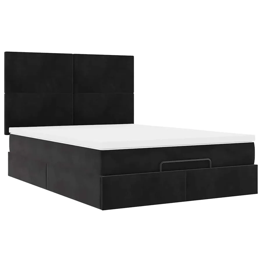 Cadre de lit ottoman avec matelas noir 140x200 cm velours - 6