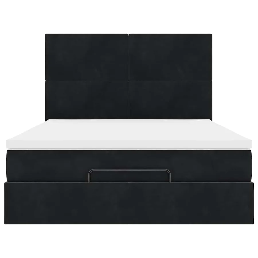 Cadre de lit ottoman avec matelas noir 140x200 cm velours - 7
