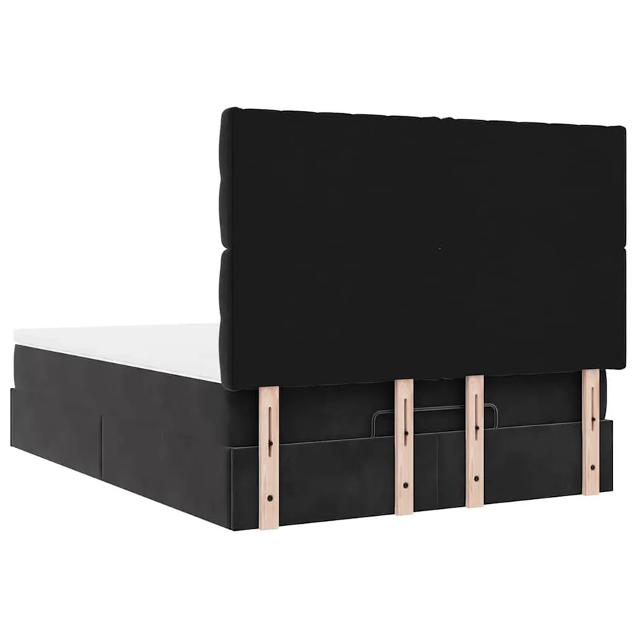 Cadre de lit ottoman avec matelas noir 140x200 cm velours - 10