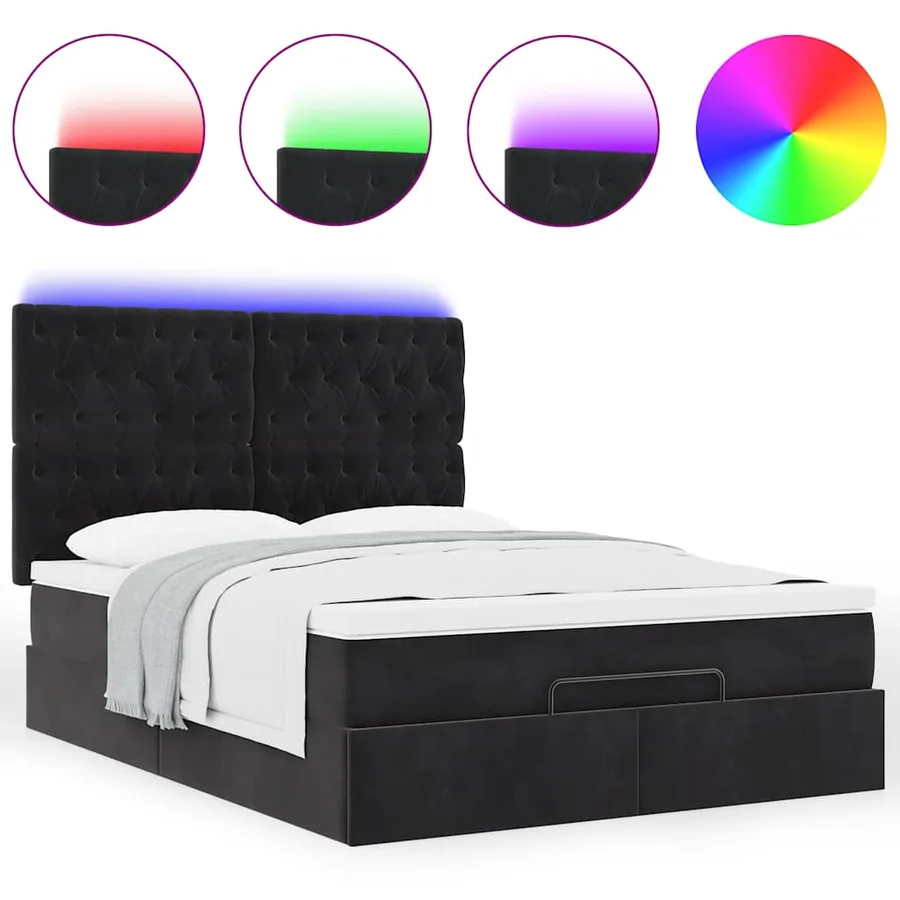 Cadre de lit ottoman avec matelas noir 140x200 cm velours - 5