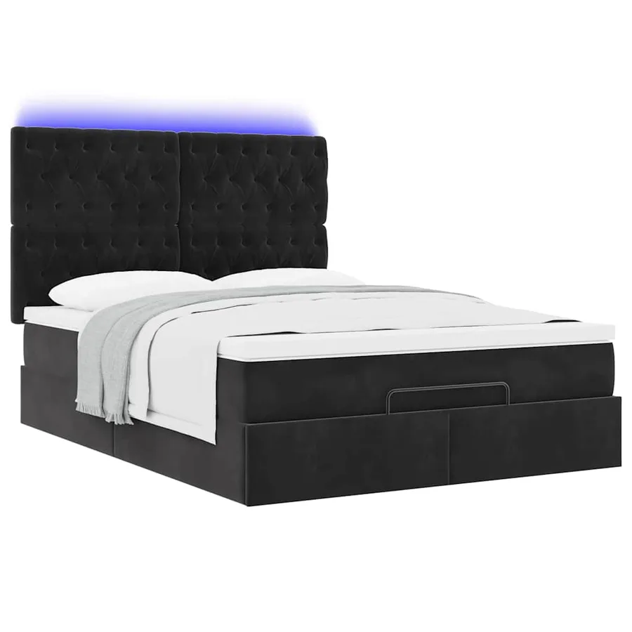 Cadre de lit ottoman avec matelas noir 140x200 cm velours - 6