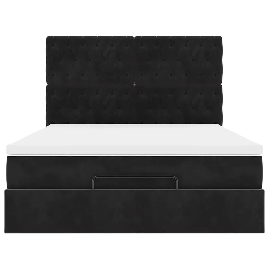 Cadre de lit ottoman avec matelas noir 140x200 cm velours - 8