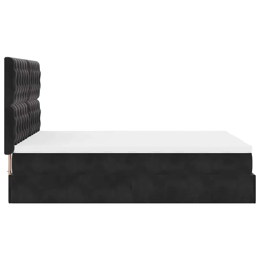 Cadre de lit ottoman avec matelas noir 140x200 cm velours - 9