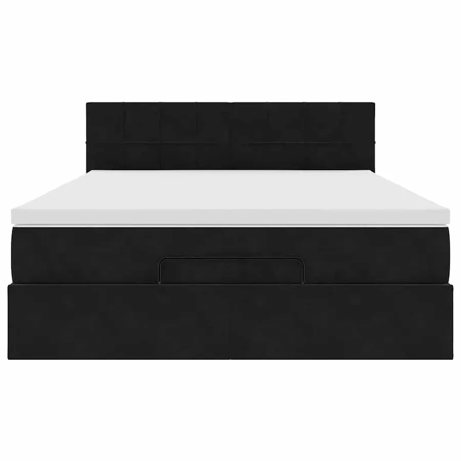 Cadre de lit ottoman avec matelas noir 140x200 cm velours - 6