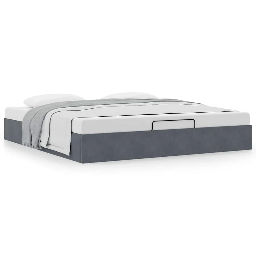 Cadre de lit ottoman sans matelas gris foncé 160x200 cm velours - 4