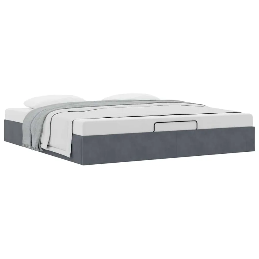 Cadre de lit ottoman sans matelas gris foncé 160x200 cm velours - 5