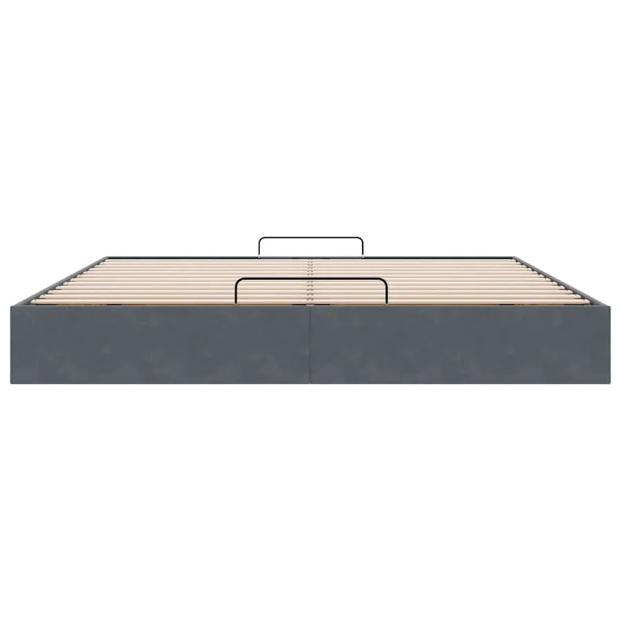 Cadre de lit ottoman sans matelas gris foncé 160x200 cm velours - 7