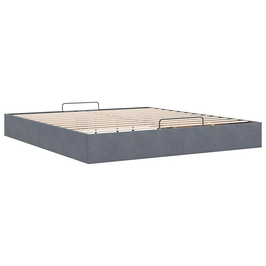 Cadre de lit ottoman sans matelas gris foncé 160x200 cm velours - 9