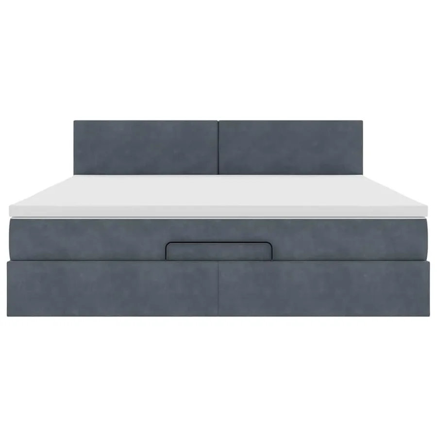 Cadre de lit ottoman avec matelas gris foncé 160x200 cm velours - 7
