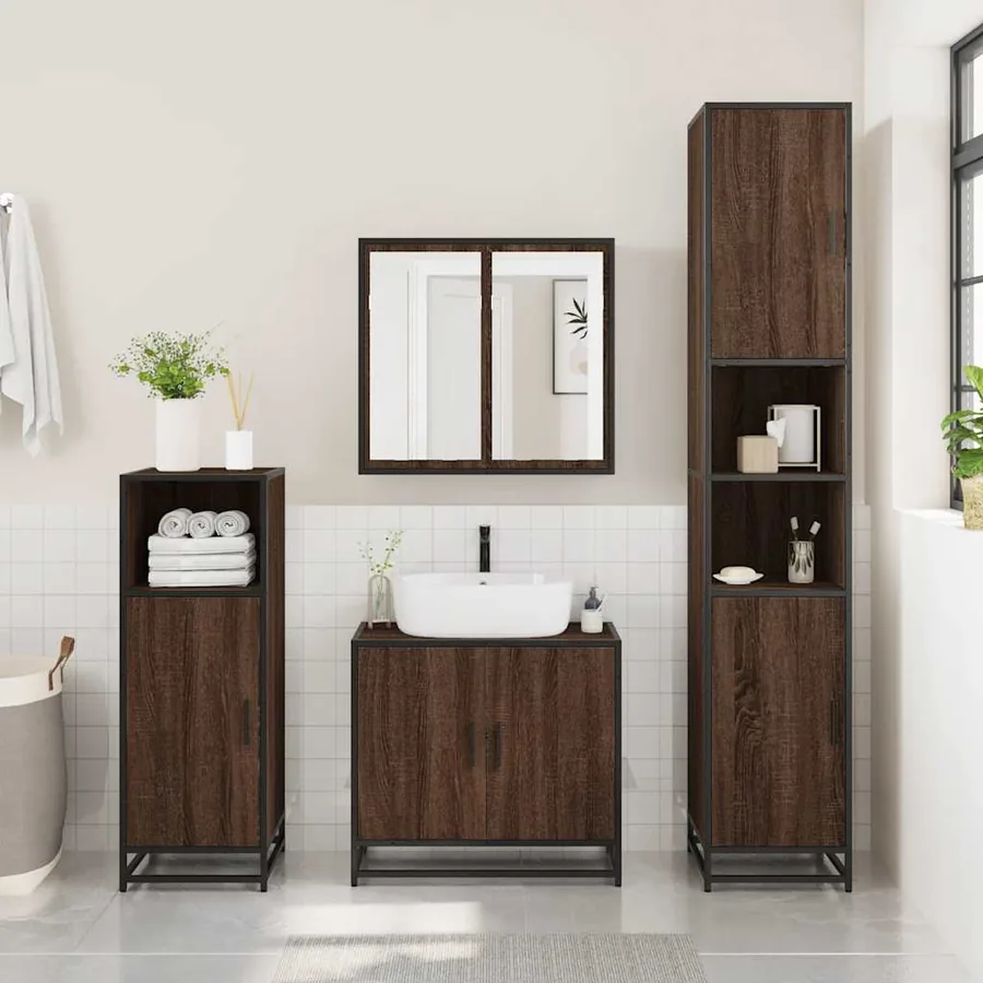Armoire de lavabo de salle de bain chêne marron 65x33x60 cm