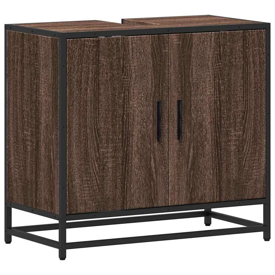 Armoire de lavabo de salle de bain chêne marron 65x33x60 cm - 2