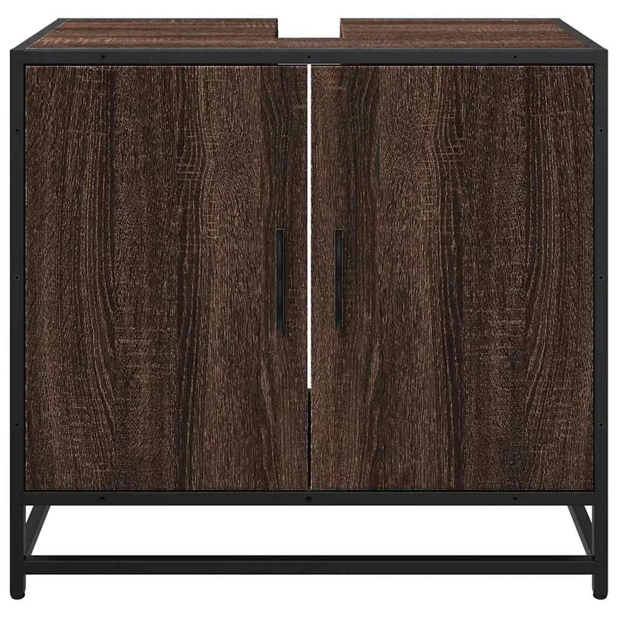 Armoire de lavabo de salle de bain chêne marron 65x33x60 cm - 5
