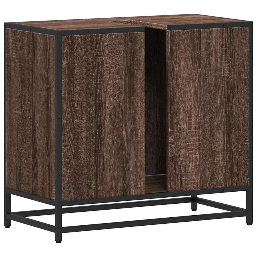 Armoire de lavabo de salle de bain chêne marron 65x33x60 cm - 7