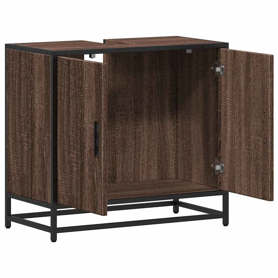 Armoire de lavabo de salle de bain chêne marron 65x33x60 cm - 8