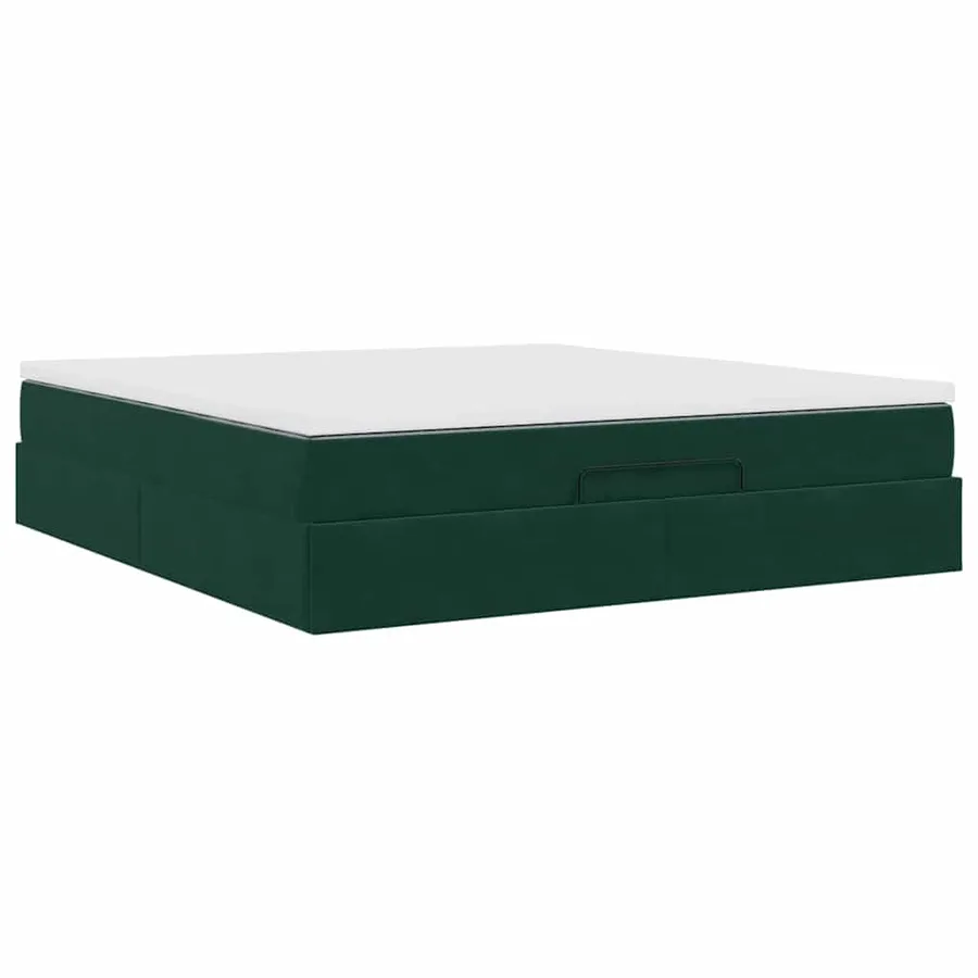 Cadre de lit ottoman avec matelas vert foncé 160x200 cm velours - 10