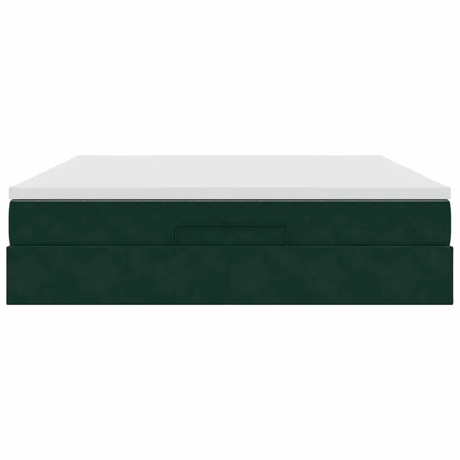 Cadre de lit ottoman avec matelas vert foncé 160x200 cm velours - 7