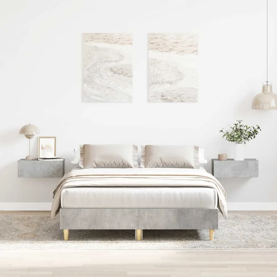 Cadre de lit sans matelas gris béton 120x200 cm bois ingénierie