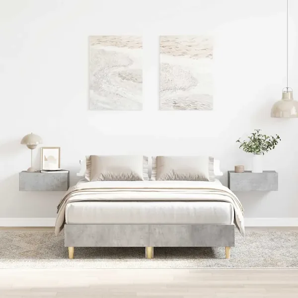 Cadre de lit sans matelas gris béton 120x200 cm bois ingénierie