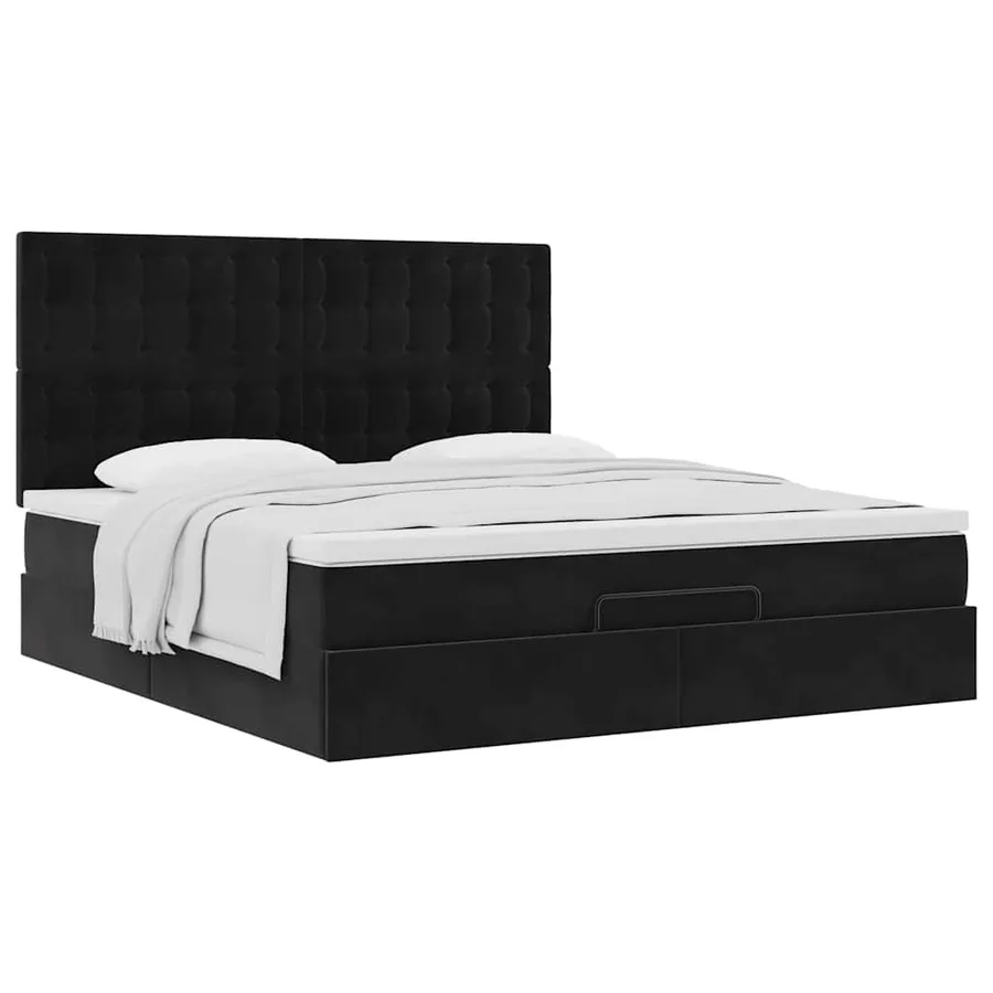Cadre de lit ottoman avec matelas noir 160x200 cm velours - 5