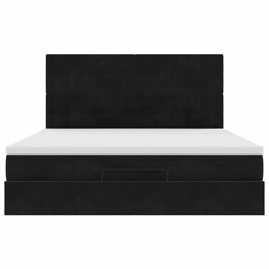 Cadre de lit ottoman avec matelas noir 160x200 cm velours - 7