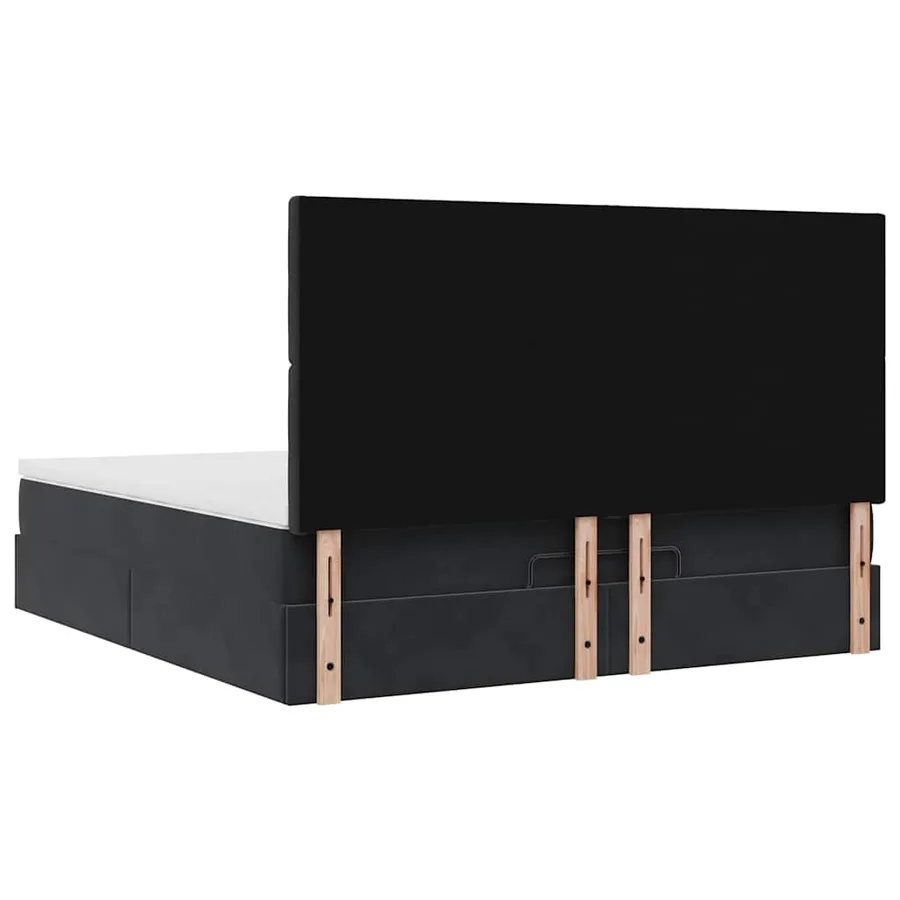 Cadre de lit ottoman avec matelas noir 160x200 cm velours - 9