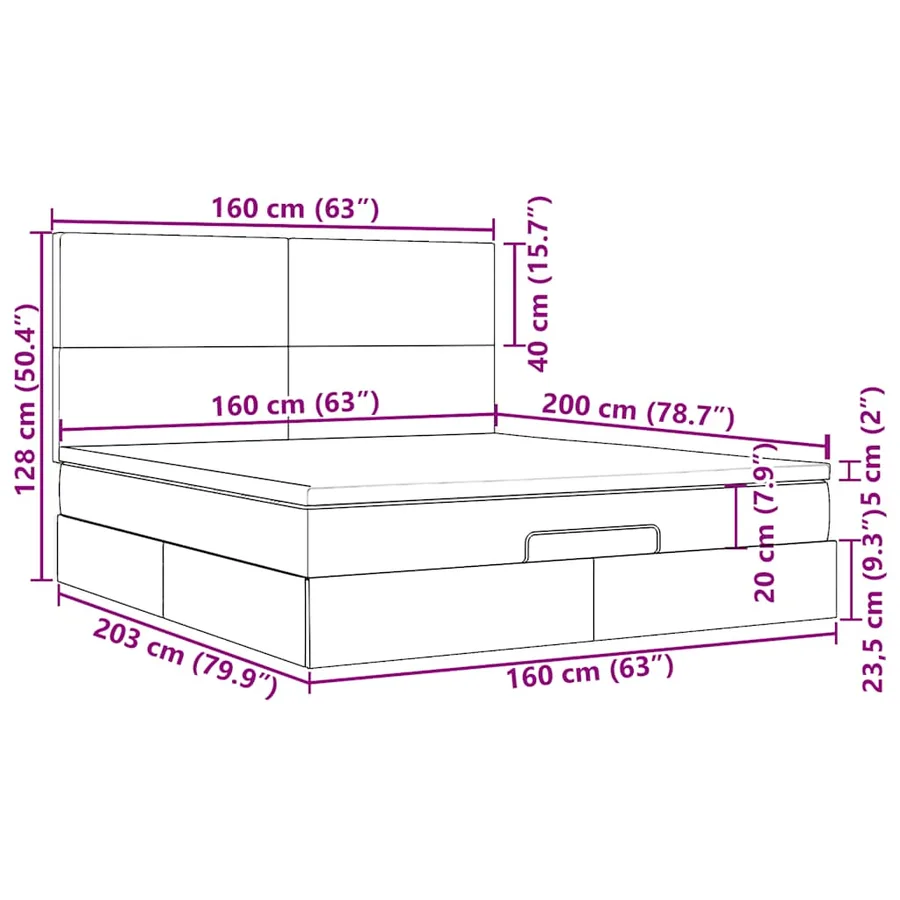 Cadre de lit ottoman avec matelas vert foncé 160x200 cm velours - 18