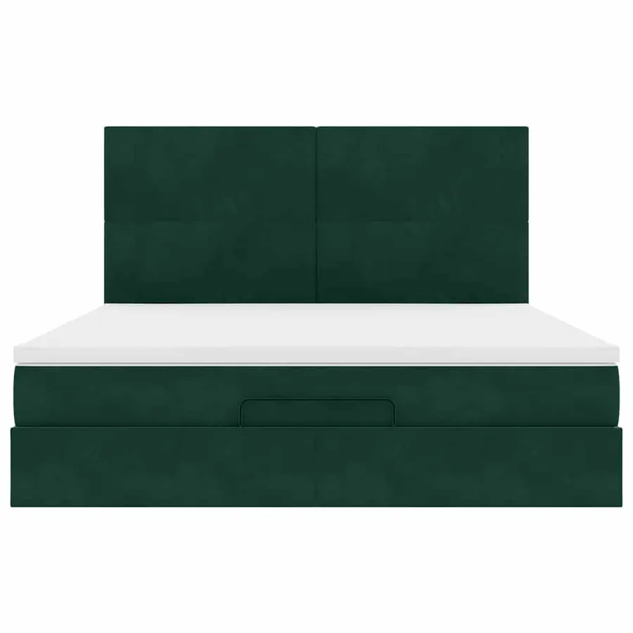 Cadre de lit ottoman avec matelas vert foncé 160x200 cm velours - 8