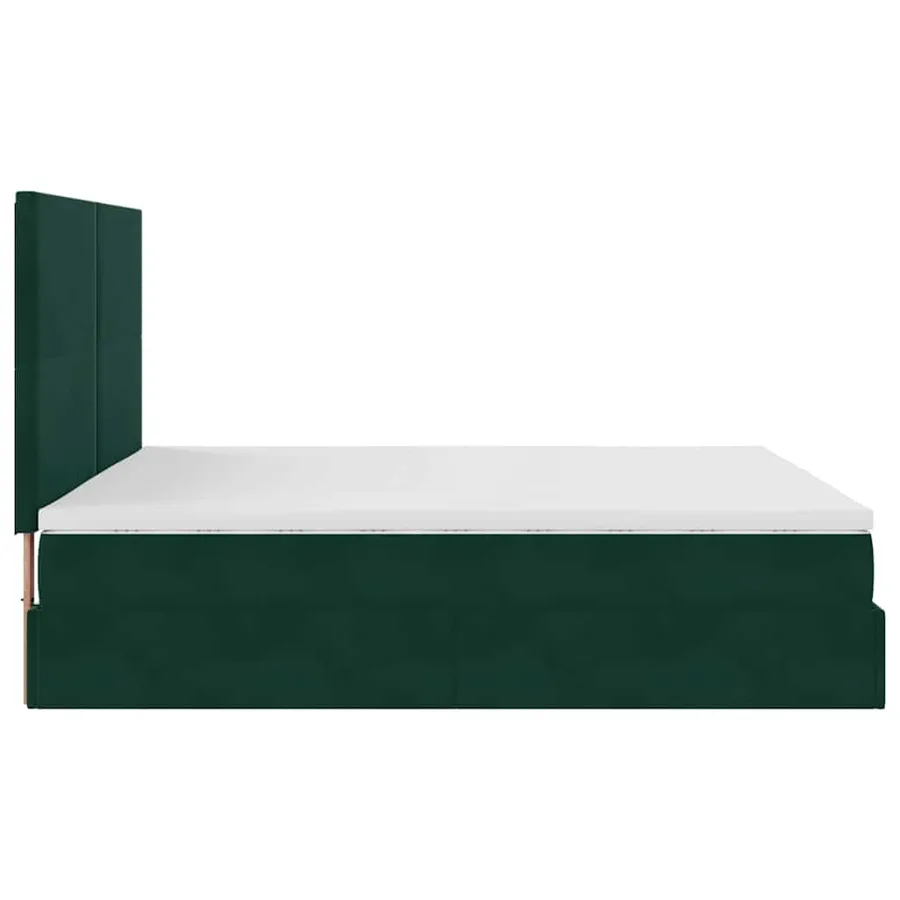 Cadre de lit ottoman avec matelas vert foncé 160x200 cm velours - 9