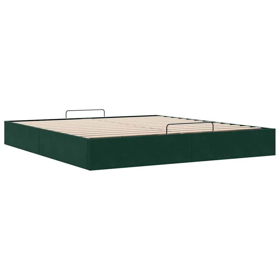Cadre de lit ottoman sans matelas vert foncé 160x200 cm velours - 6