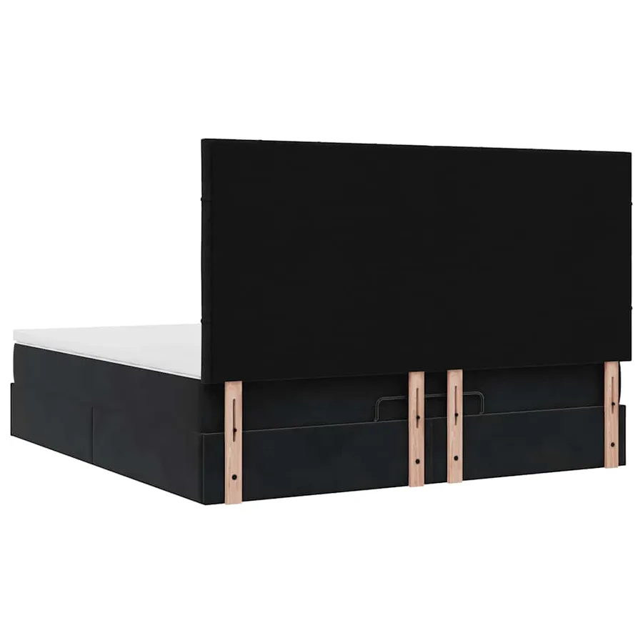 Cadre de lit ottoman avec matelas noir 160x200 cm velours - 10