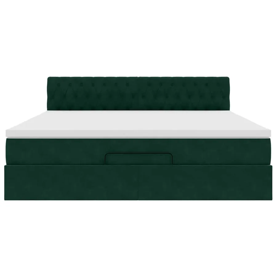 Cadre de lit ottoman avec matelas vert foncé 160x200 cm velours - 6