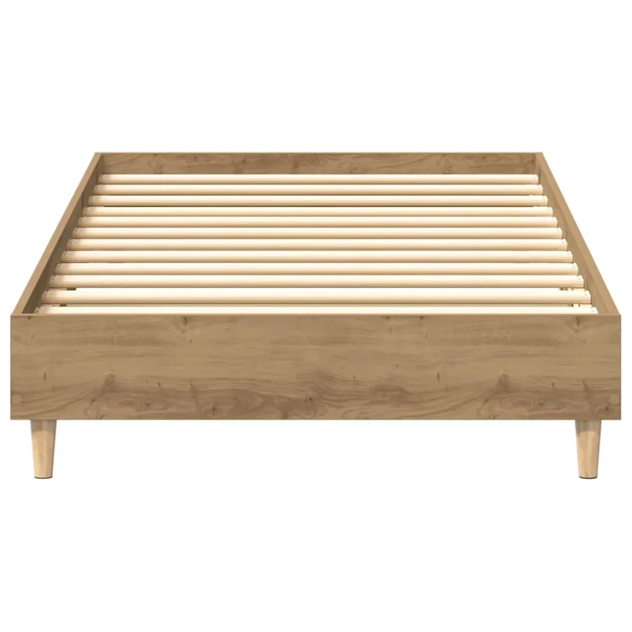 Cadre de lit sans matelas chêne artisanal 75x190 cm - 5