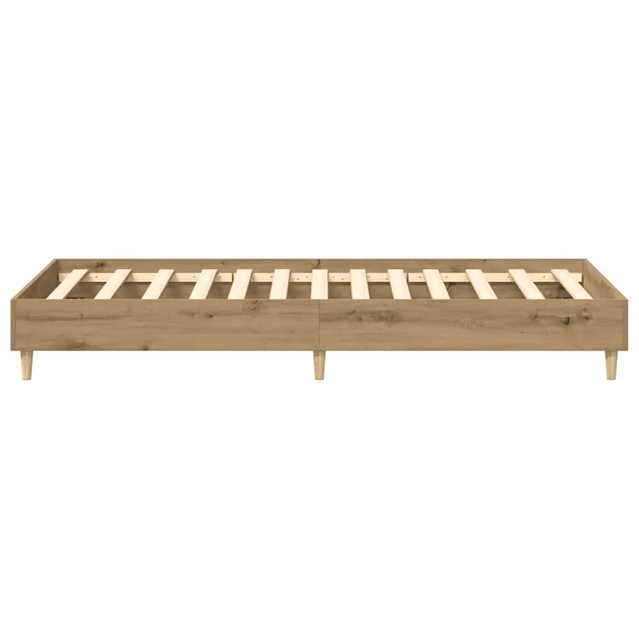 Cadre de lit sans matelas chêne artisanal 75x190 cm - 6