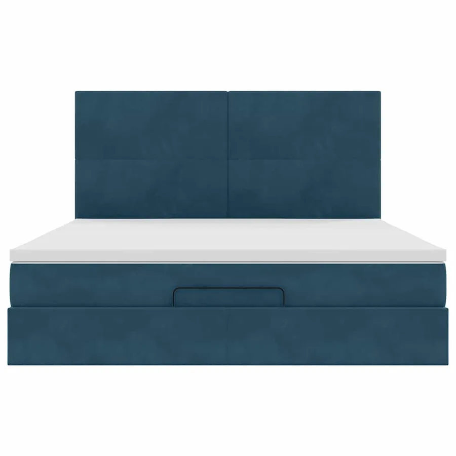 Cadre de lit ottoman avec matelas bleu foncé 160x200 cm velours - 7