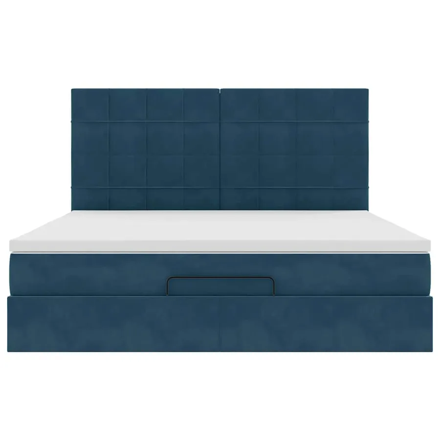 Cadre de lit ottoman avec matelas bleu foncé 160x200 cm velours - 7