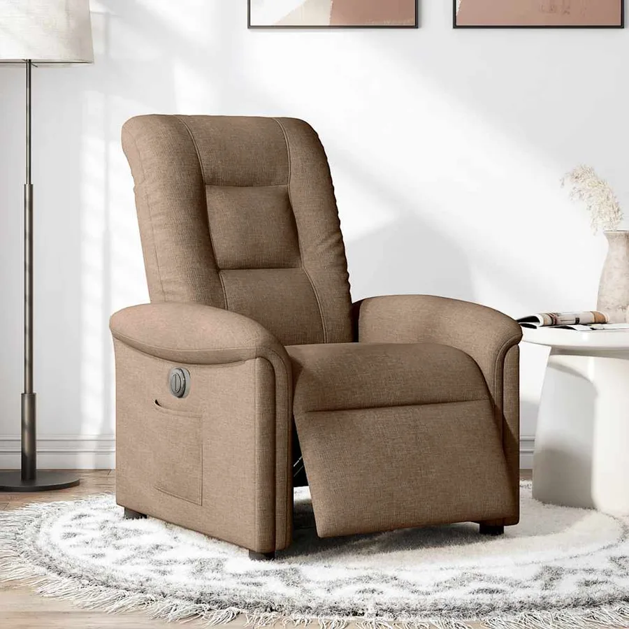 Fauteuil inclinable électrique Marron Tissu - 2