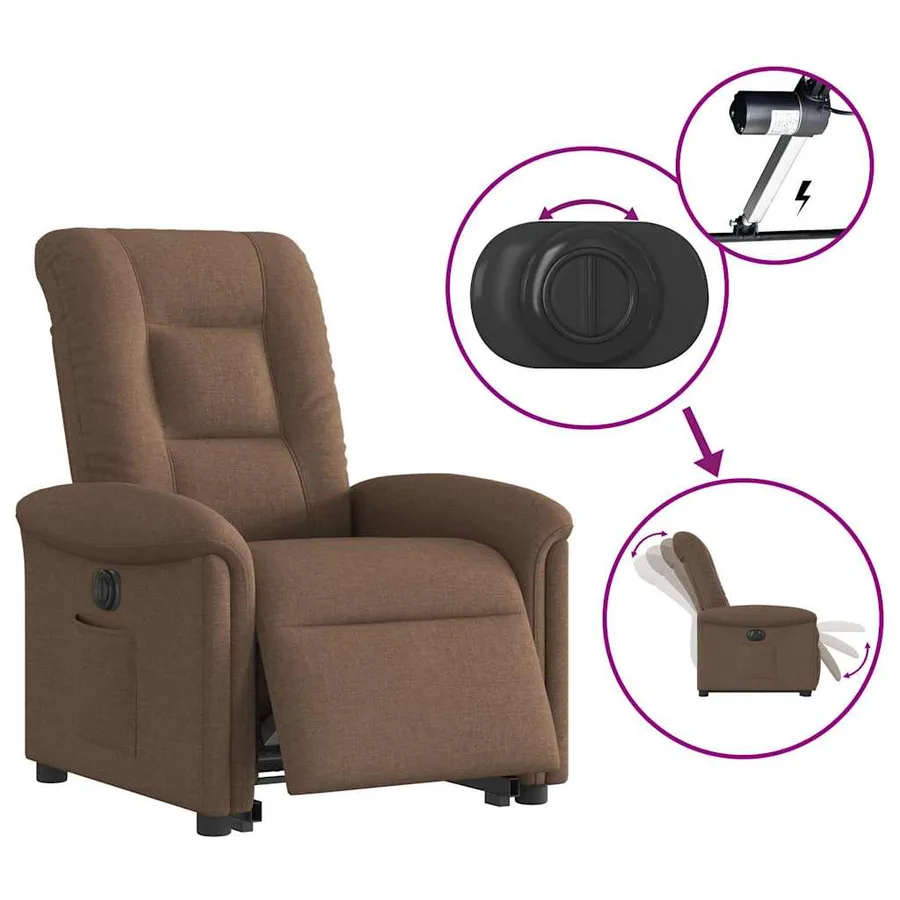 Fauteuil inclinable électrique marron tissu - 10