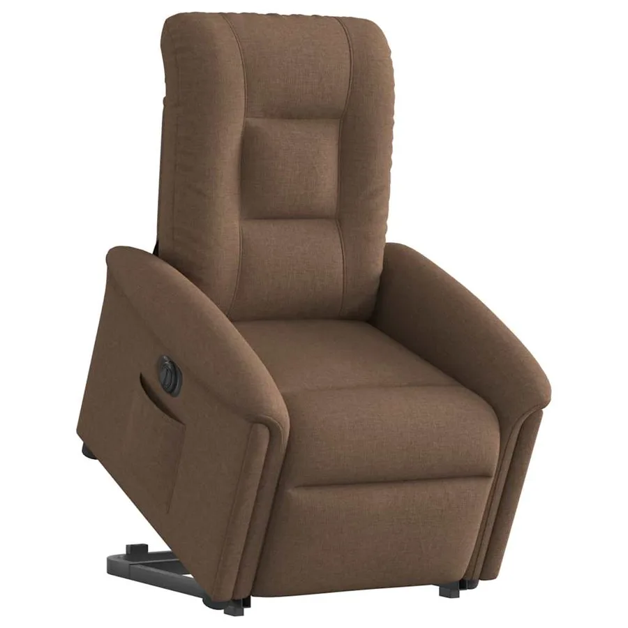 Fauteuil inclinable électrique marron tissu - 2