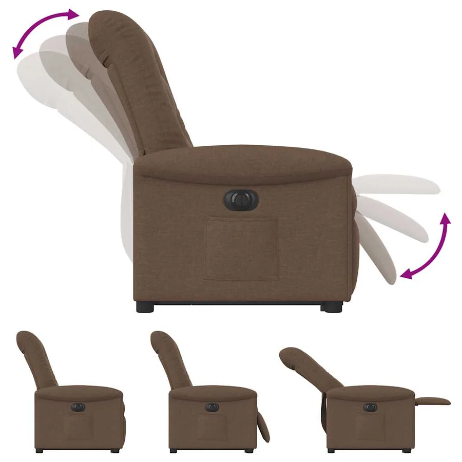 Fauteuil inclinable électrique marron tissu - 8