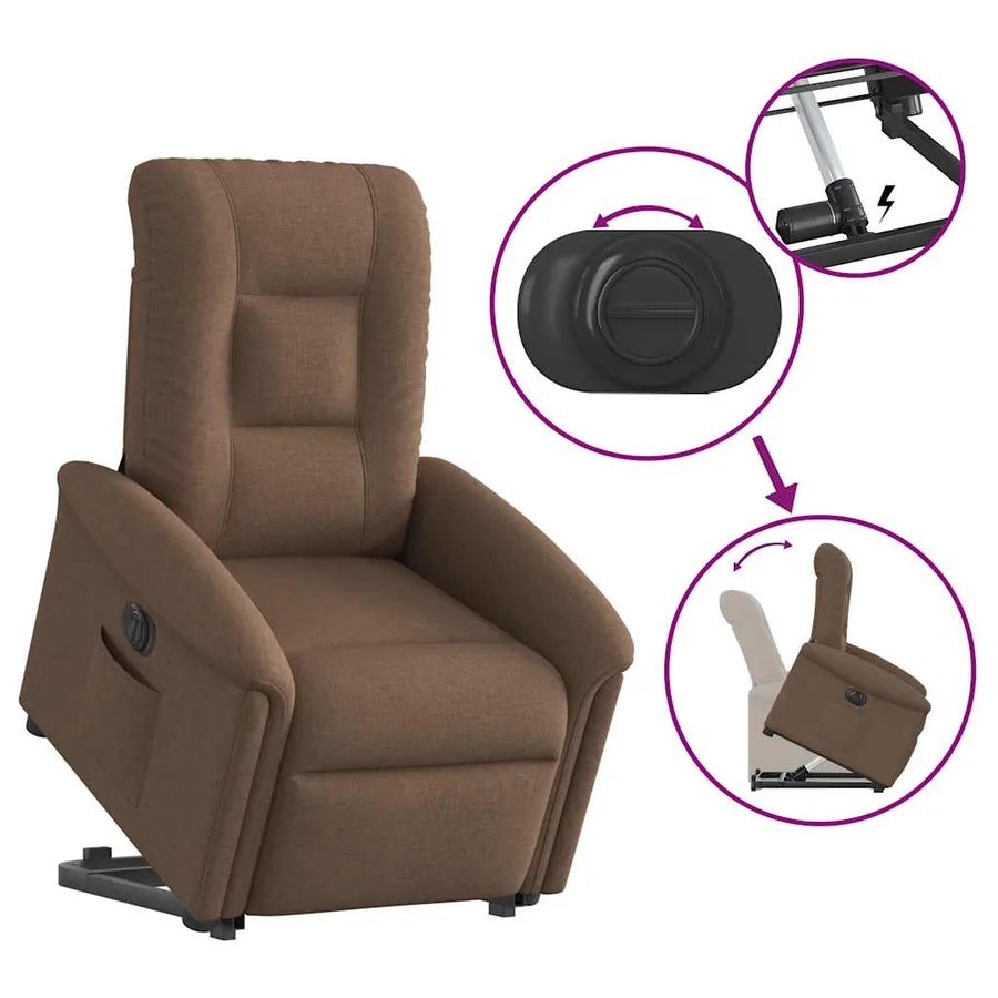 Fauteuil inclinable électrique marron tissu - 9