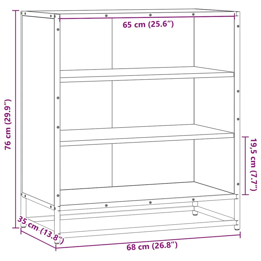 Buffet sonoma gris 68x35x76 cm bois d'ingénierie et métal - 9