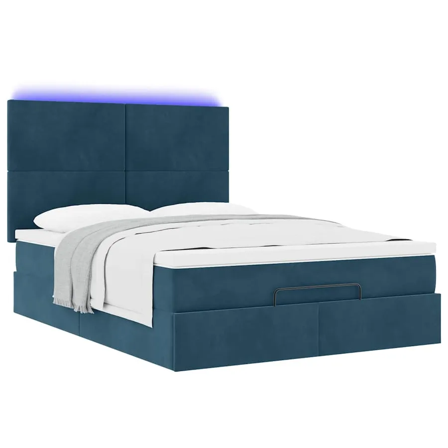 Cadre de lit ottoman avec matelas bleu foncé 140x200 cm velours - 6