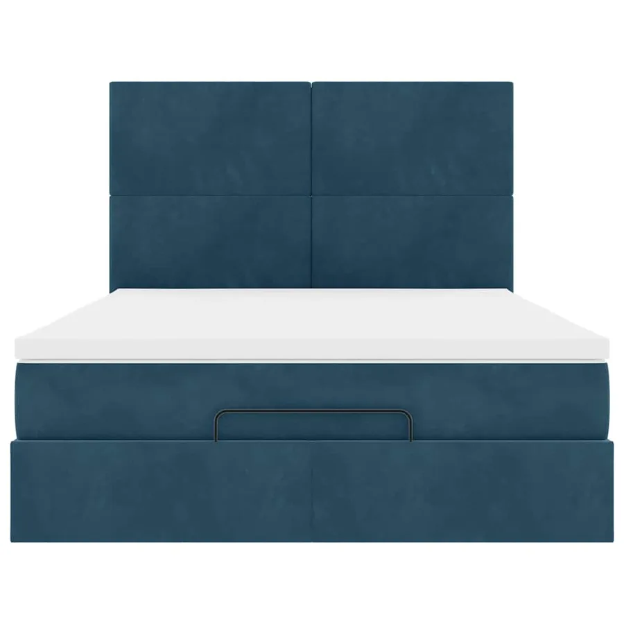 Cadre de lit ottoman avec matelas bleu foncé 140x200 cm velours - 8
