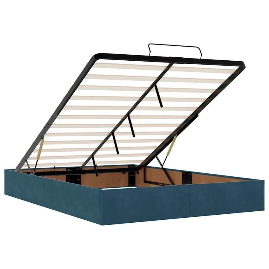 Cadre de lit ottoman avec matelas bleu foncé 140x200 cm velours - 10