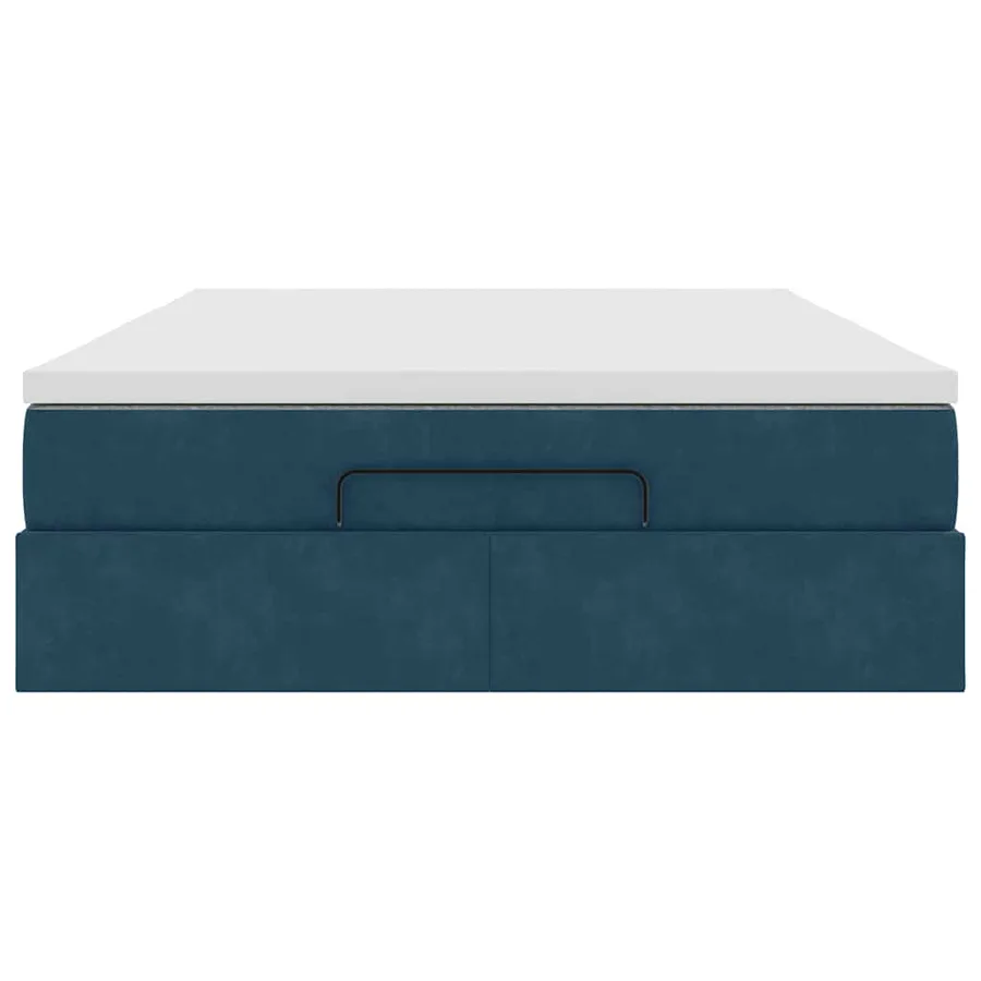 Cadre de lit ottoman avec matelas bleu foncé 140x200 cm velours - 7