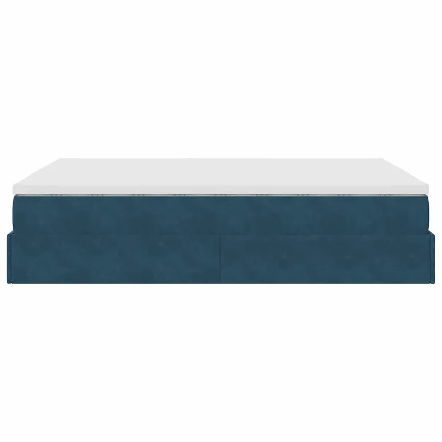 Cadre de lit ottoman avec matelas bleu foncé 140x200 cm velours - 9