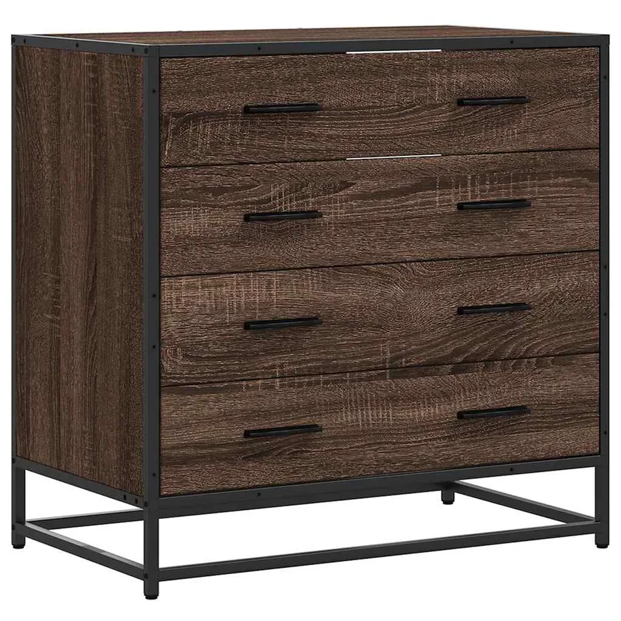 Commode chêne marron 70x41x70 cm bois d'ingénierie - 2