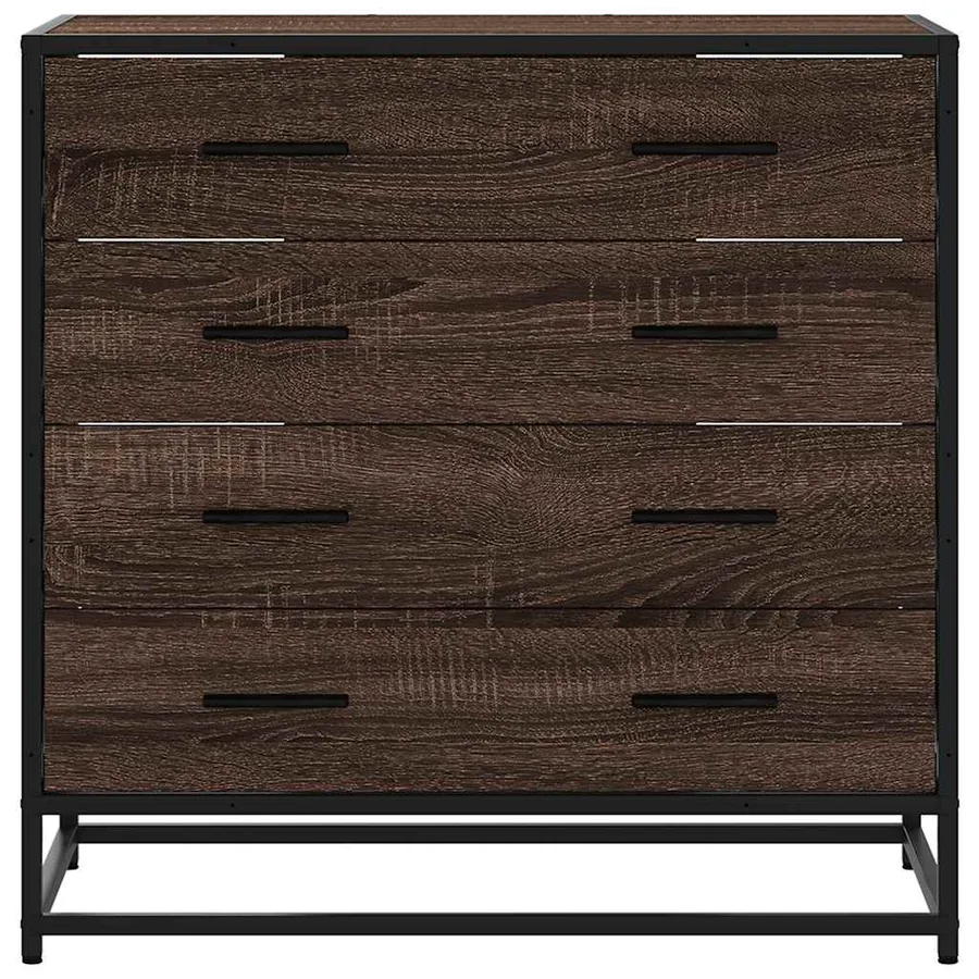 Commode chêne marron 70x41x70 cm bois d'ingénierie - 4