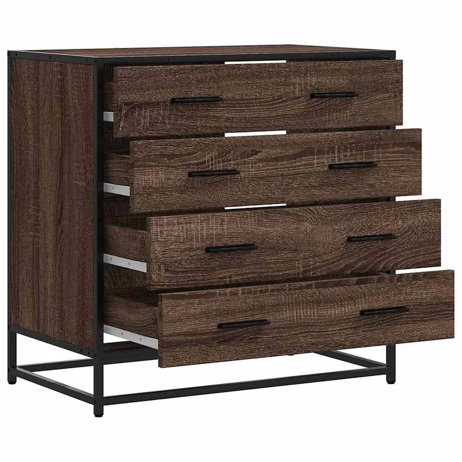 Commode chêne marron 70x41x70 cm bois d'ingénierie - 5