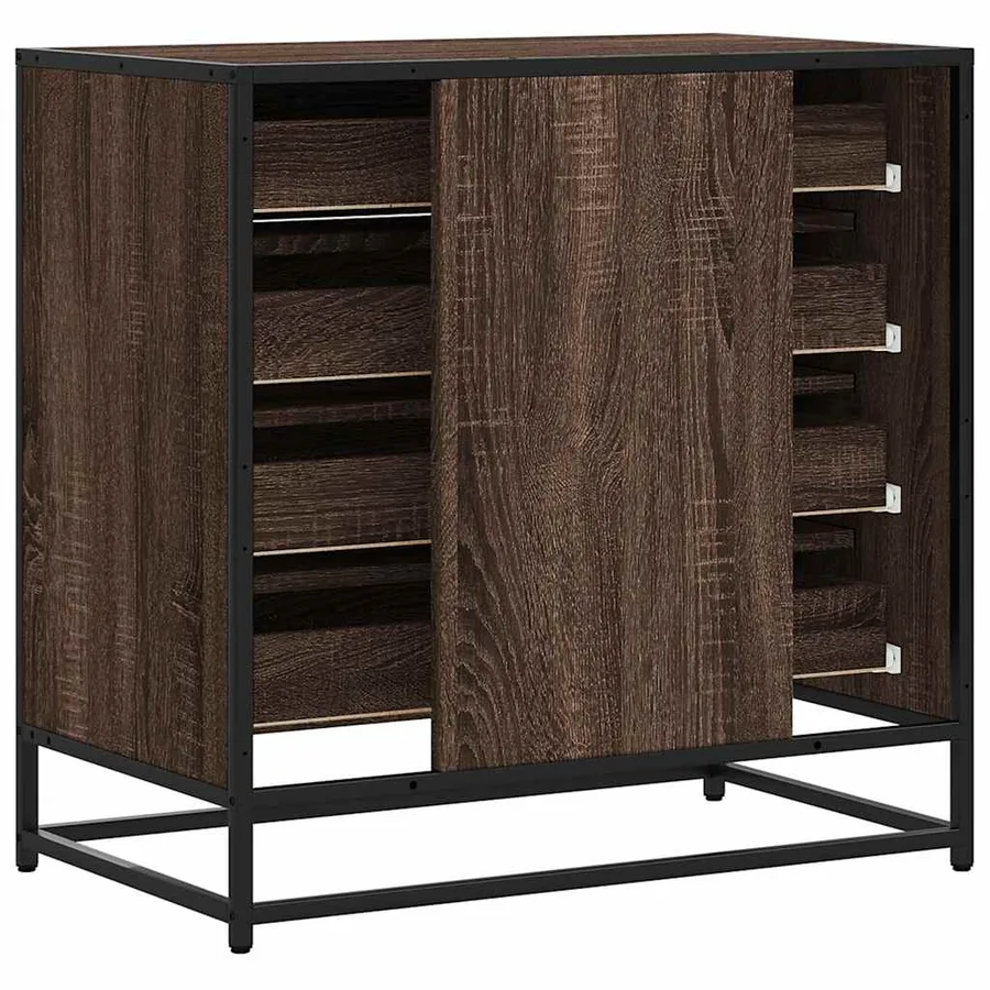 Commode chêne marron 70x41x70 cm bois d'ingénierie - 7